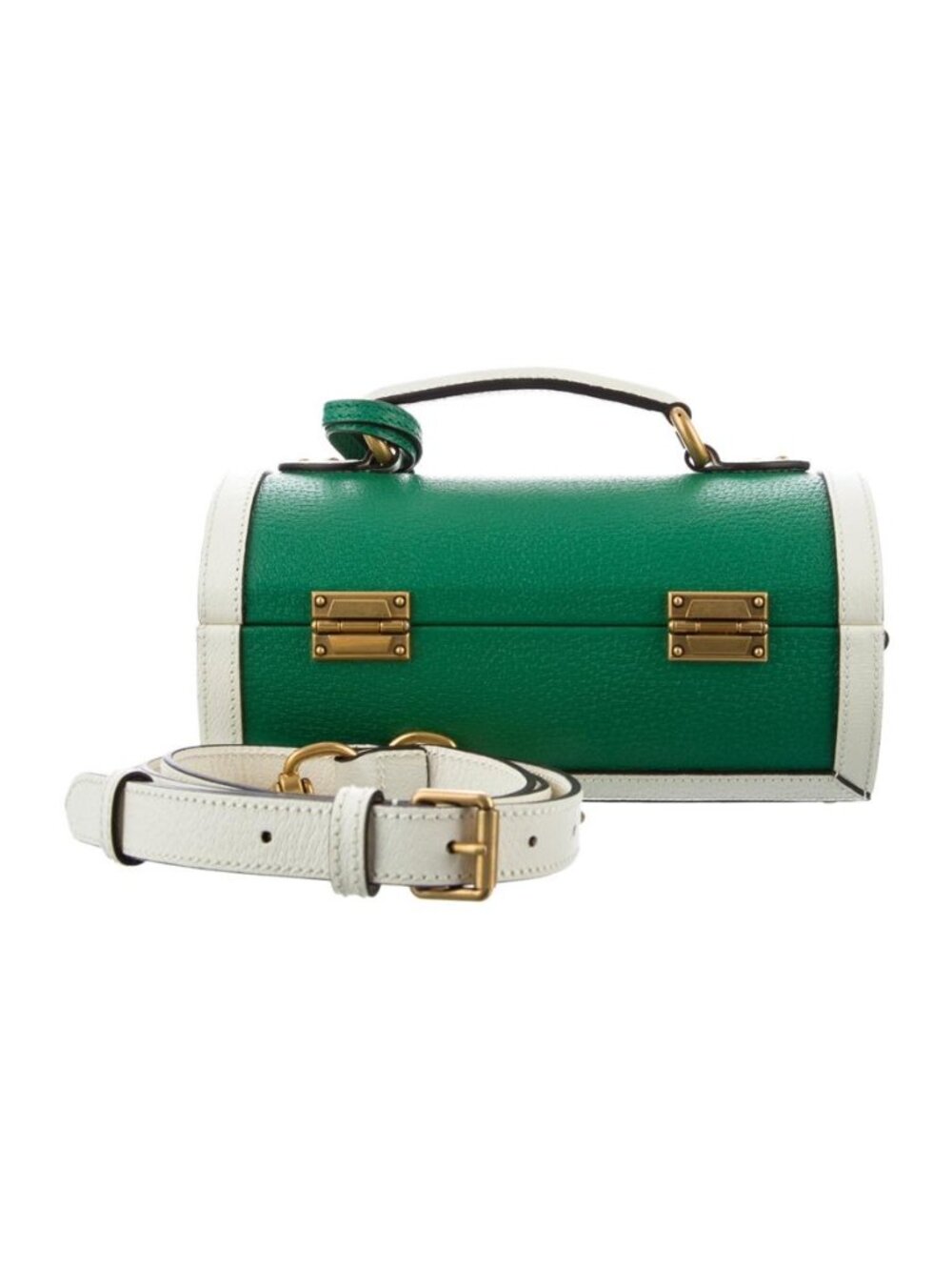NWOT - Gucci x Adidas Golf Ball Case Bag Green White Leather w/ Golf Balls - Picture 3 of 4